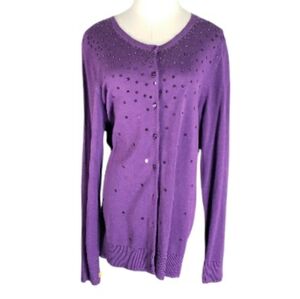 Croft & Barrow New Flawed Purple Sequin Cardigan 1X Festive Easter Party Spring
